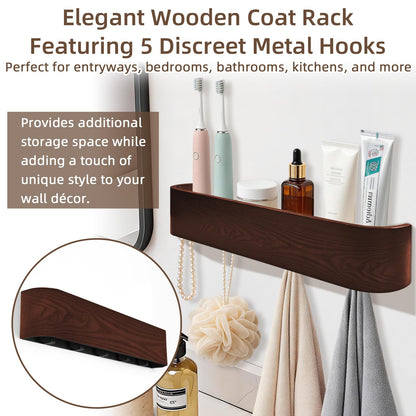Topfinder Coat Rack with Shelf Wall-Mounted Organizer with 5 Hidden Hooks