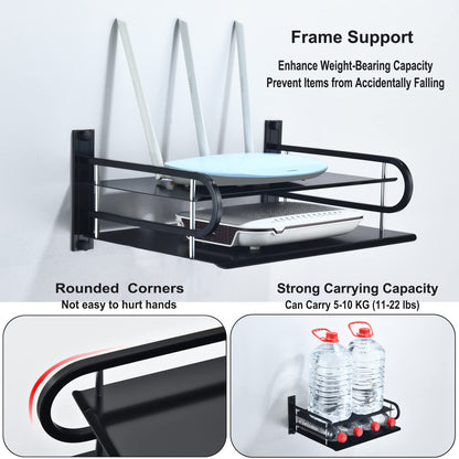 HNVNER Wall Mounted Projector Shelf Metal Router Rack DVD Player Bracket, Floating Wall Shelves For TV Components Such as Cable TV Box/Sky Box/Media