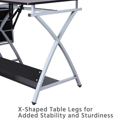 Yaheetech Drafting Table Tiltable Desktop Height Adjustable Art Metal Black