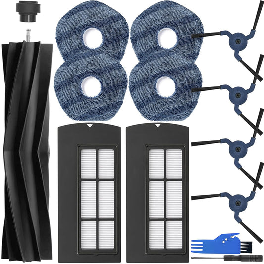 EATBALE X9 Pro Replacement Parts for Eufy Clean X9 Pro Robot Vacuum Cleaner with 1 Main Brush, 2 Hepa Filters, 4 Side Brushes, 4 Mop Cloths Attachment