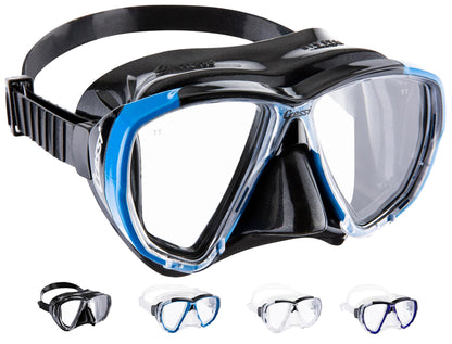CRESSI Big Eyes Mask Black/Bluee - Single Big Eyes Mask for Diving and Snorkelling, Black/Blue, One Size, Adults
