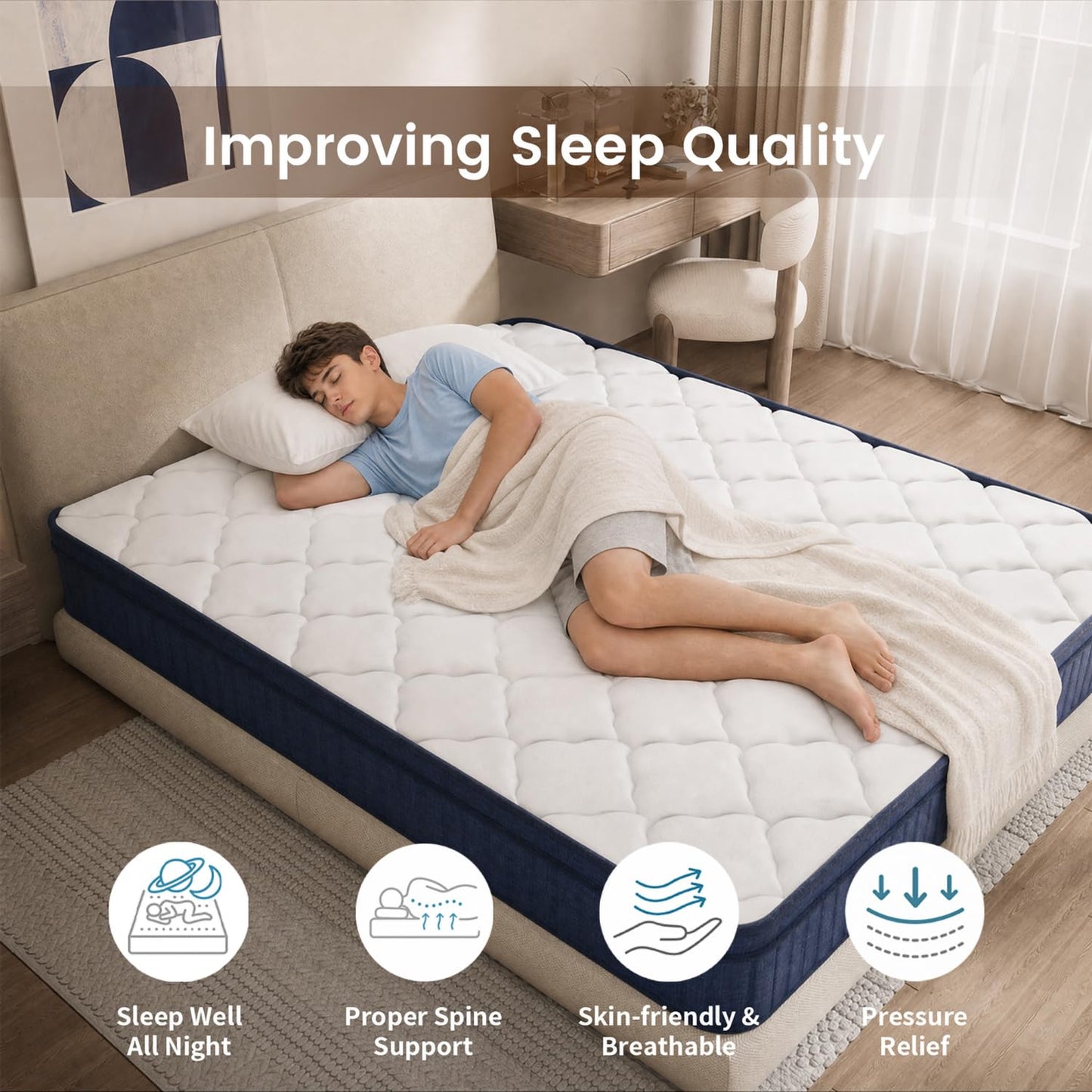 Clou&eir 190x90x25cm Single Memory Foam Spring Mattress