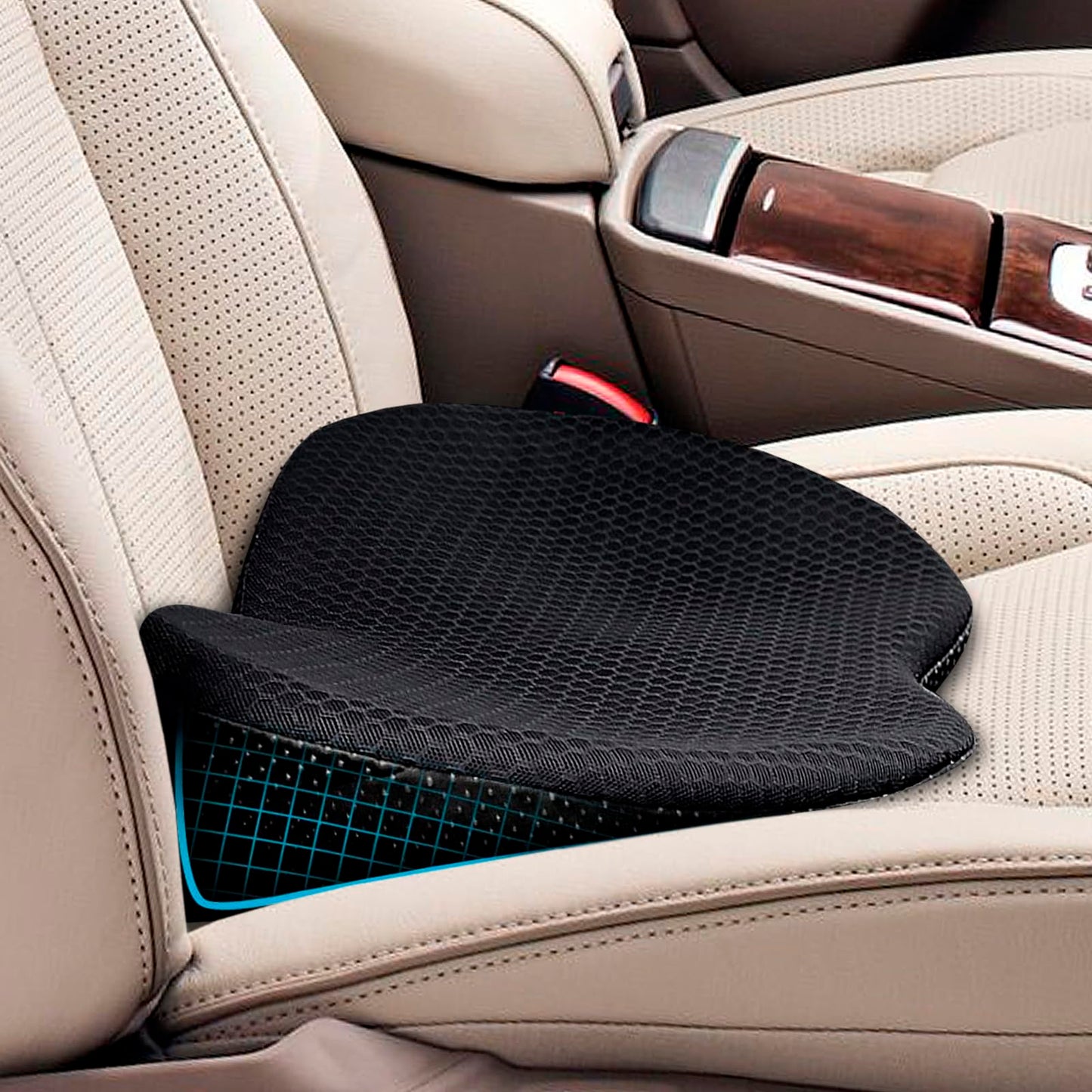 VBGURR Memory Foam Car Seat Cushion, Wedge Car Seat Cushions for Driving