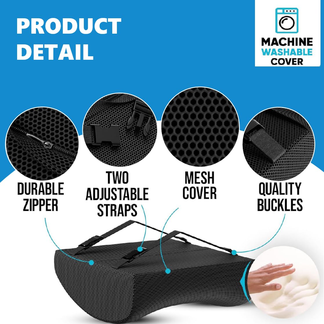 Kongming 2 in 1 Seat Cushion & Lumbar Support Cushion for Car,Wheelchair,Memory Foam Back Support for Office Chair with Adjustable Strap,Coccyx