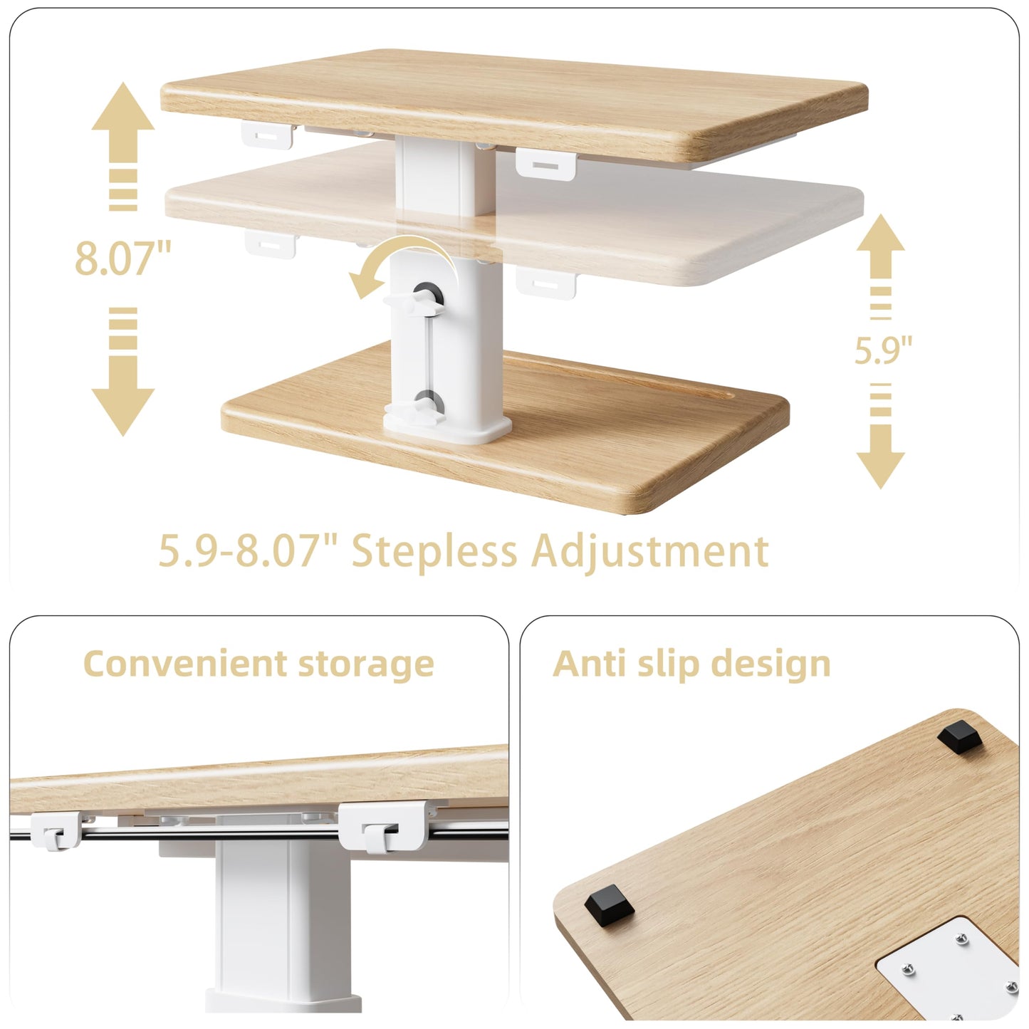 Fydeamer Wooden Monitor Stand with Storage Drawer