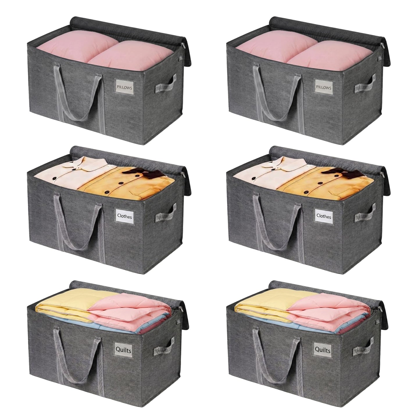 VENO 6 Pack Extra Large Moving Storage Bags with Zips, Heavy-Duty Organizer Tote, Moving Box Alternative, Packing Supplies, Clothes Storage Bin
