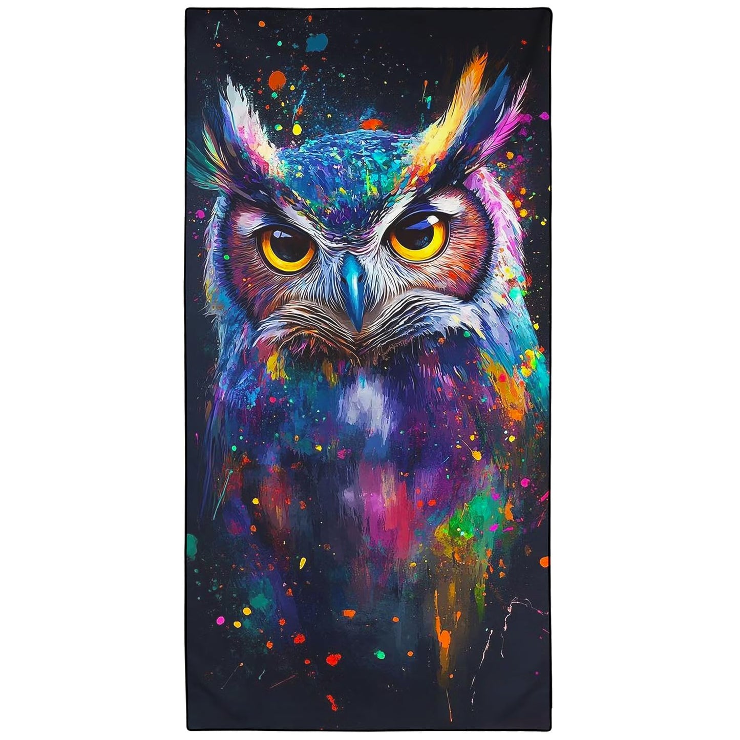 Violetpos Neon Owl Dragon Beach Towel, Extra Large 180x90 cm 250GSM Microfibre, Sand Free Quick Dry