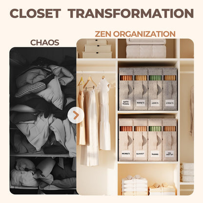 ZenStorage 6Pack Sheet Organizers and Storage - King/Queen Size Sheet Storage Organizer with Window