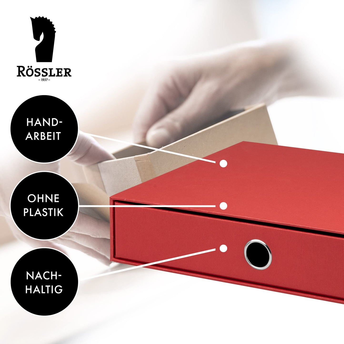 Rössler Papier 1524452360 - S.O.H.O. Ladebox voor DIN A4, met grijpgat, rood, 343 x 250 x 65 mm, 1 stuk