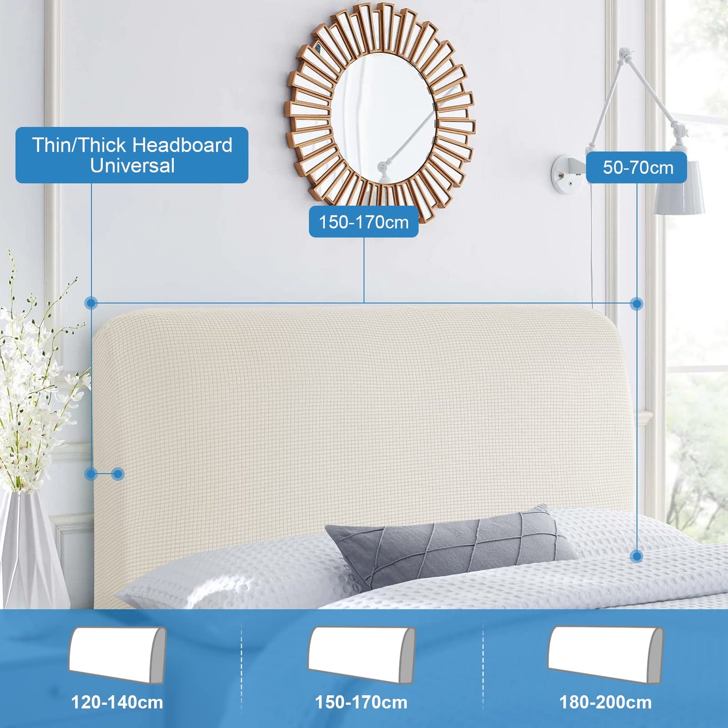 TAOCOCO Bed Headboard Covers Double Headboard Covers, Spandex Jacquard Elastic Headboard Protection