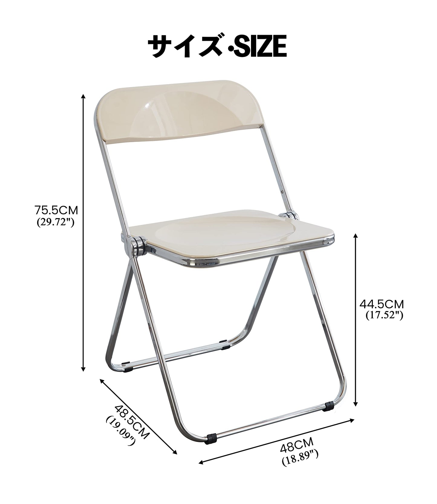 KAIHAOWIN Luxury Modern Folding Chair Acrylic Folding Chairs-Acrylic Ghost Stackable Crystal Seat-PC Plastic Living Room Seat-Chrome Frame Accent