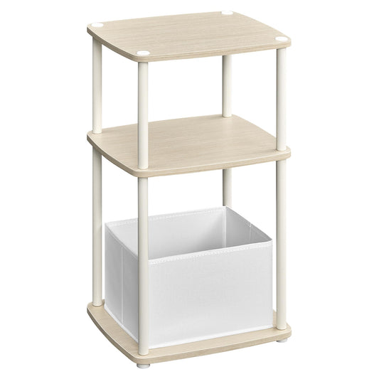 SONGMICS HOME Side Table, Bedside Table, End Table with 3 Storage Shelves, Fabric Basket, for Bedroom, Living Room, Steel Frame, 30 x 34 x 58 cm