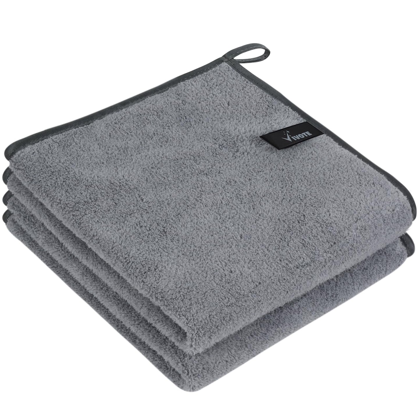VIVOTE Hand Towels with Hanging Loop Microfiber Kitchen Hand Towels Grey