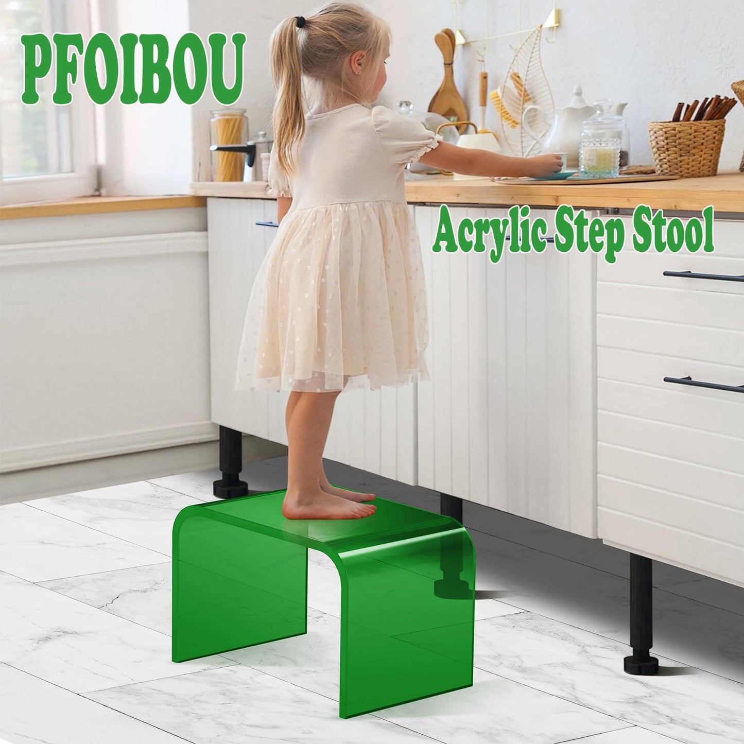 PFOIBOU Acrylic stool,Clear Step Stool, Acrylic Shower Stool, Bathroom Stool for Kitchen, Bathroom,House, Load Capacity to 114 kg