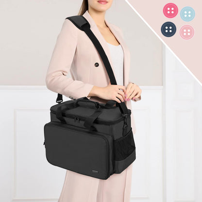 Luxja Sewing Machine Bag with Removable Padding Pad, Carry Case with Pockets for Range of Machines and Accessories, Black