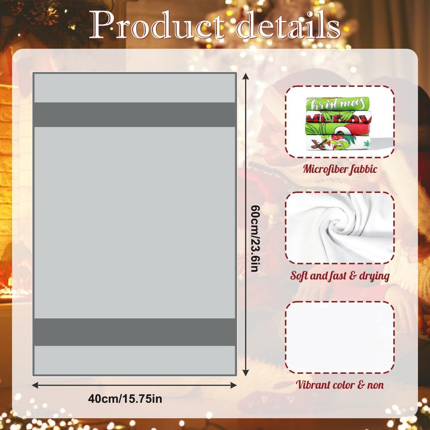 VITEVER 2PCS Christmas Hand Towels Decorations, Decorative Christmas Kitchen Towels Dish Towels Decorations