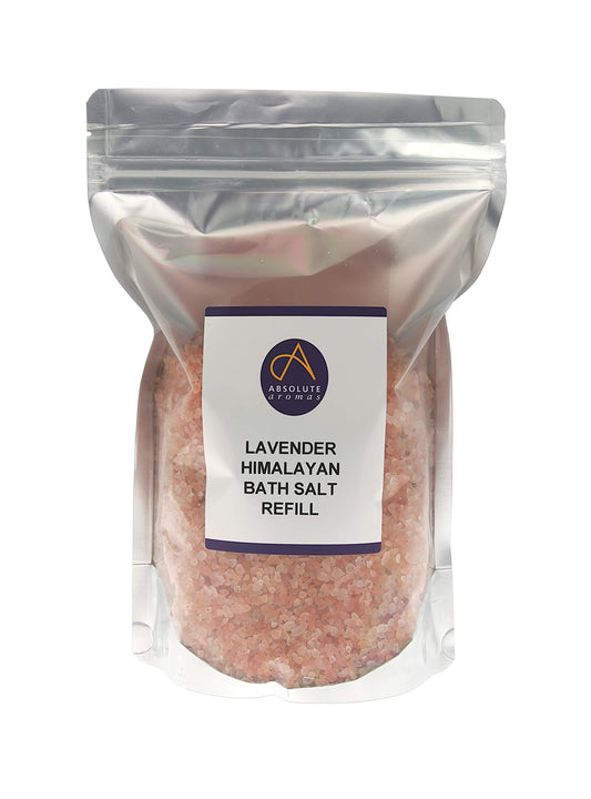 Absolute Aromas Lavender Bath Salts 1kg - Natural Pink Himalayan Salt Infused with 100% Pure Lavender French Essential Oil - Relax and soak Tired