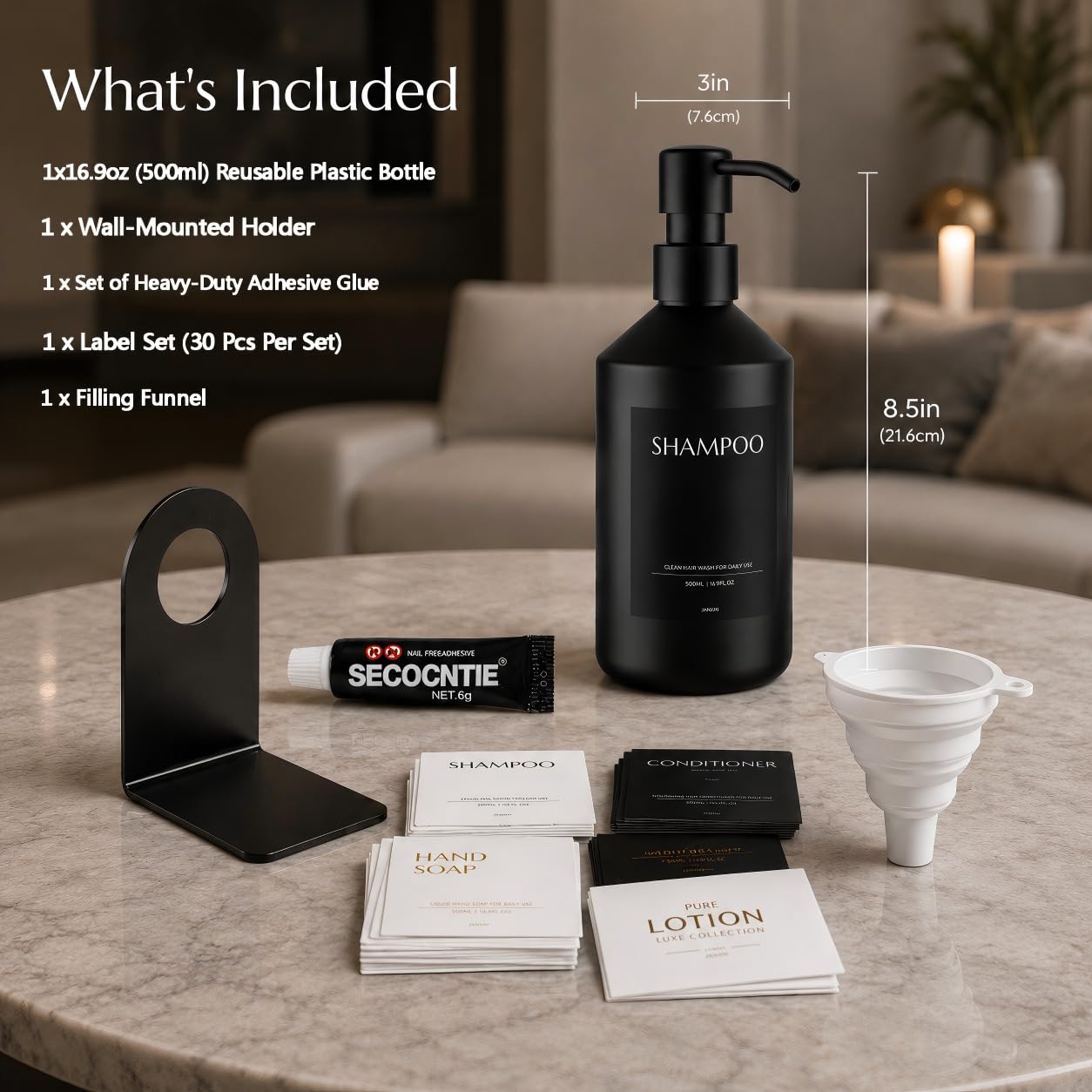 Janxin Wall Mounted Shower Dispenser, 500ml Single Plastic Soap Dispenser