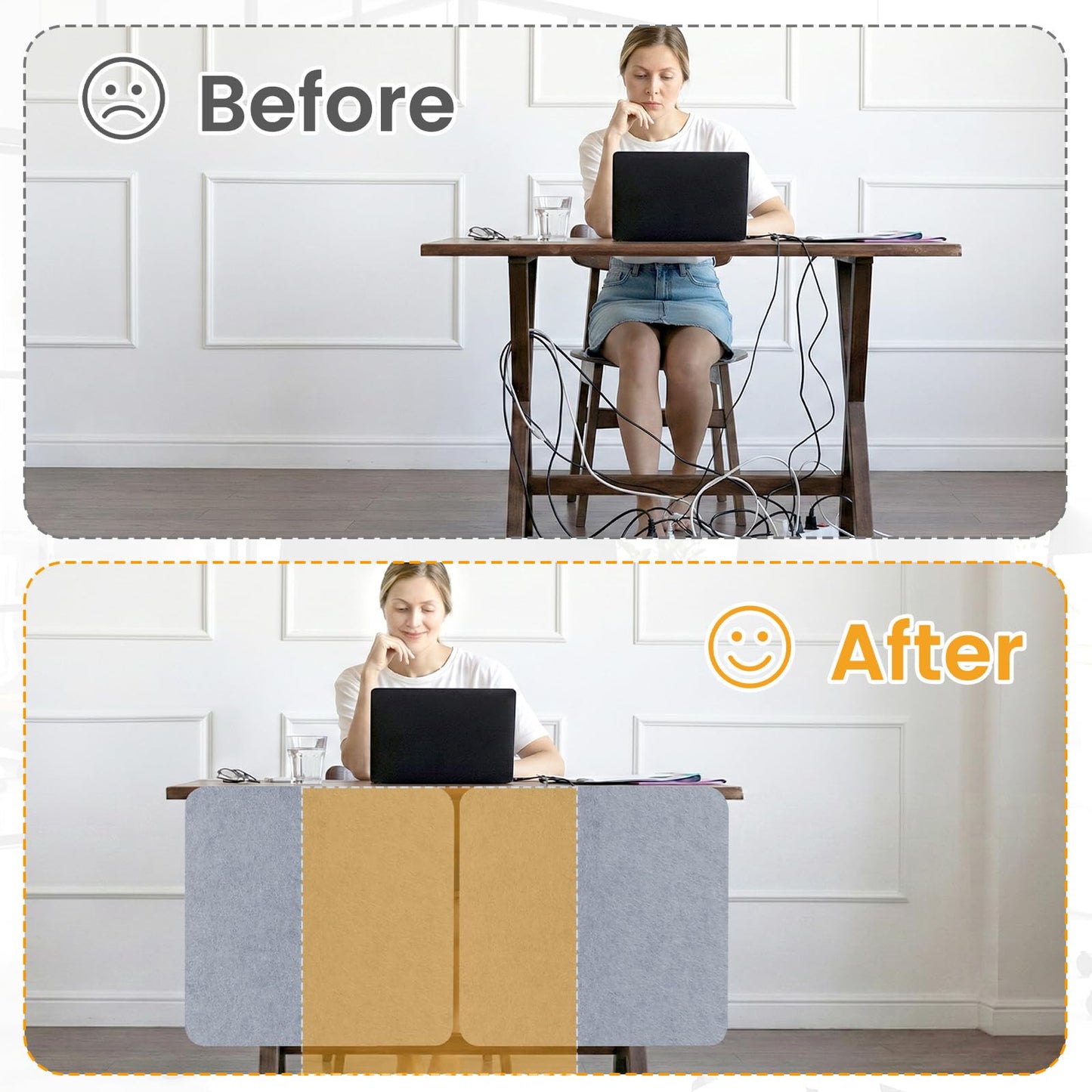 sturion 2-Pack Felt Desk Dividers, Clamp-On Panels, 60 x 60 cm, Light Grey