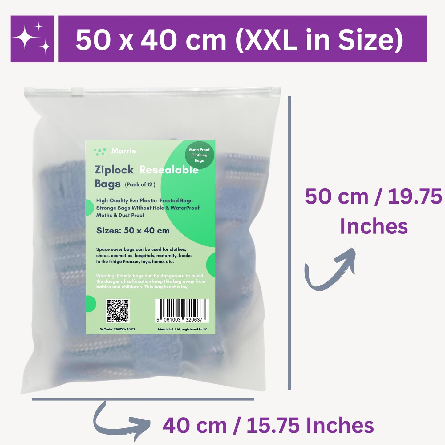 Moth Free Store & Protect Clothes Bags Ziplock Bags for Storage Hospital Maternity School Trips Wardrobe Waterproof Camping Travel Holidays Organiser