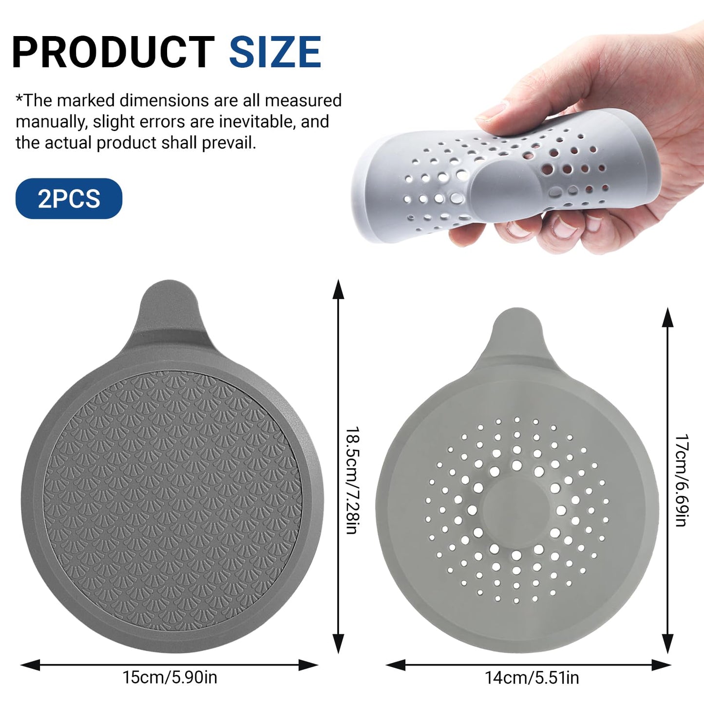 4 Pack Silicone Bathtub Stopper, Universal Sink Plug with Suction Cups, Shower Sink Drain Tub Stoppers, Drain Stopper