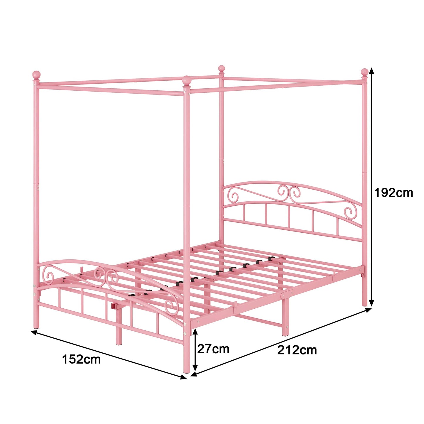 JELUTE Canopy Bed Frame King Size, Pink