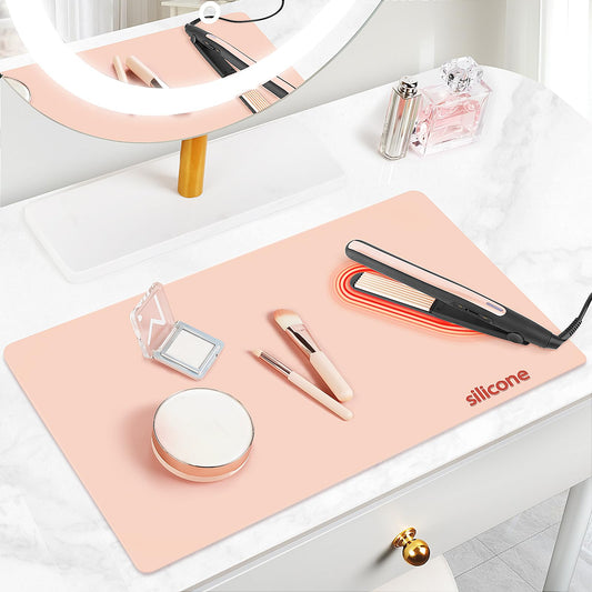 Silicone Dressing Table Mat Protector for Makeup, 55x30cm, Baby Pink