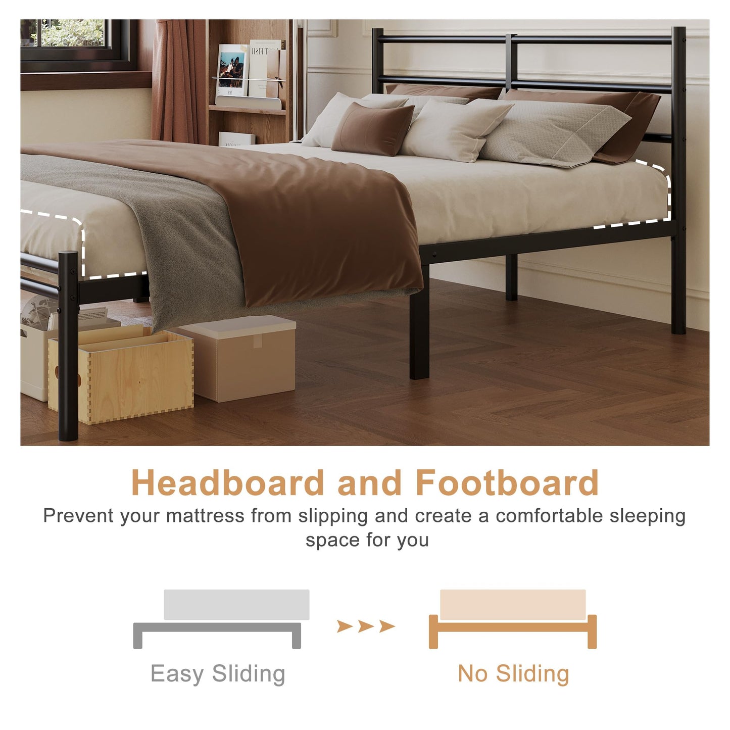 Yicensen Small Double Bed Frame with Headboard and Footboard