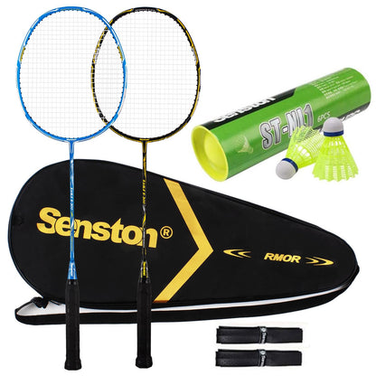 Senston 2 Pack Badminton Racket Set Graphite Full-Carbon Badminton Racquet With Premium Quality Protective Carry Case and 2 Overgrips
