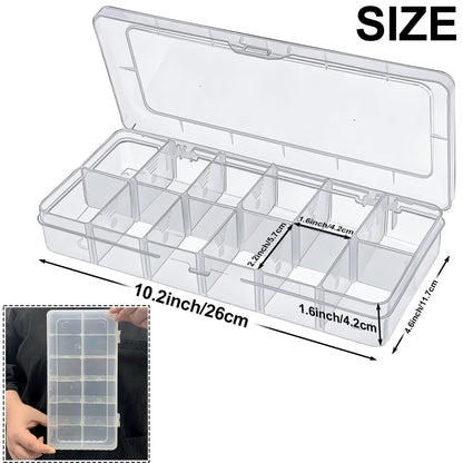 DARUITE Fishing Tackle Box, 12 Grid Plastic Organiser Box with Compartments