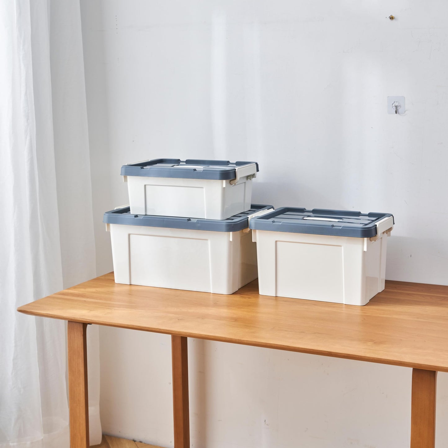 Cetomo 15L*4 Storage Boxes, Carry Plastic Storage Box with Lids, Organizing Container with Handle and Secure Latches