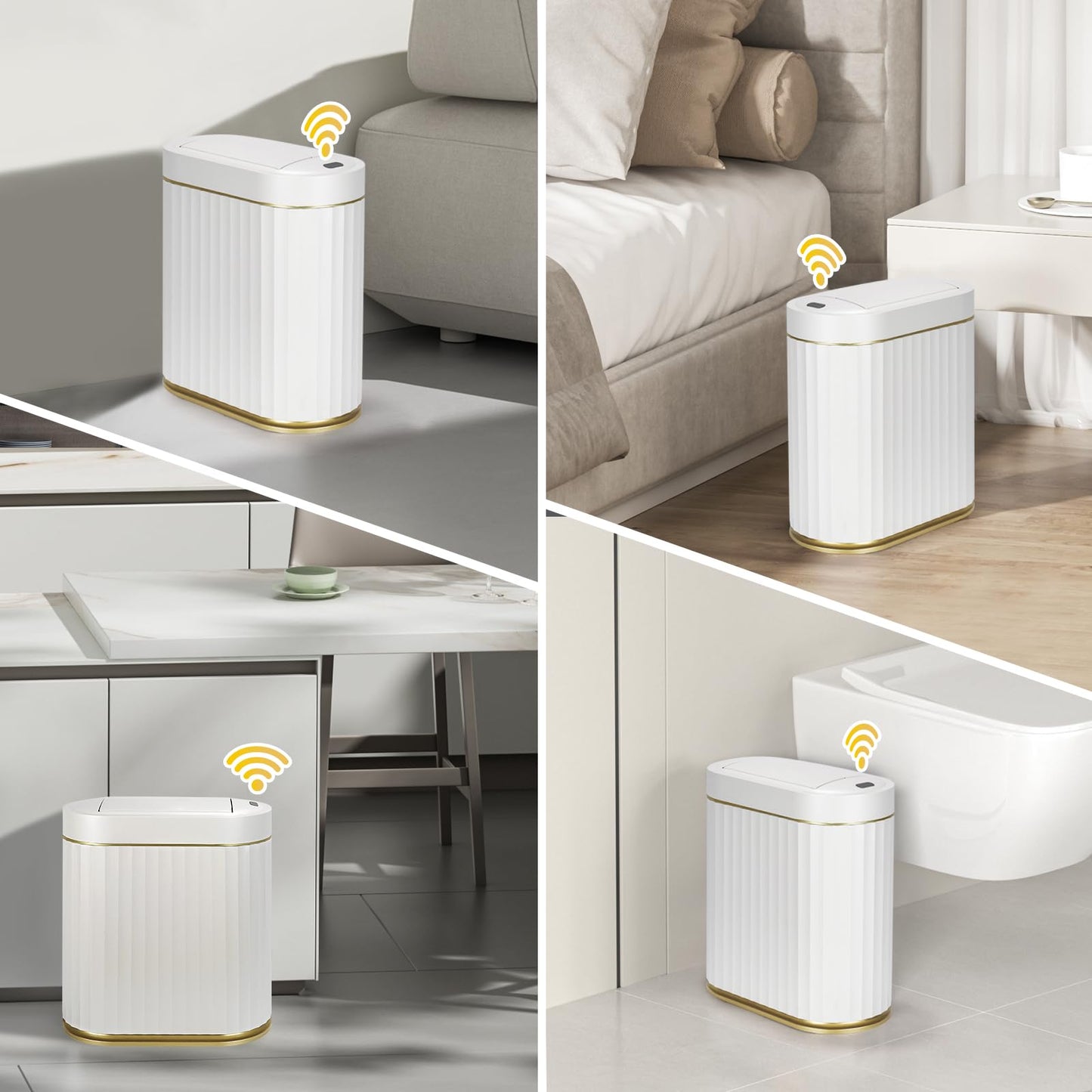 ELPHECO Bathroom Trash Can with Lid Butterfly, Motion Sensor Trash Can Bathroom Decor Automatic Garbage Can Wastebasket Bathroom Accessories, Kitchen