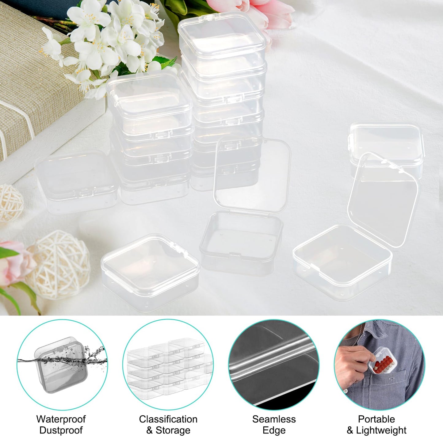 12 Pcs Small Plastic Boxes with Lids, Small Storage Boxes for Bead Storage