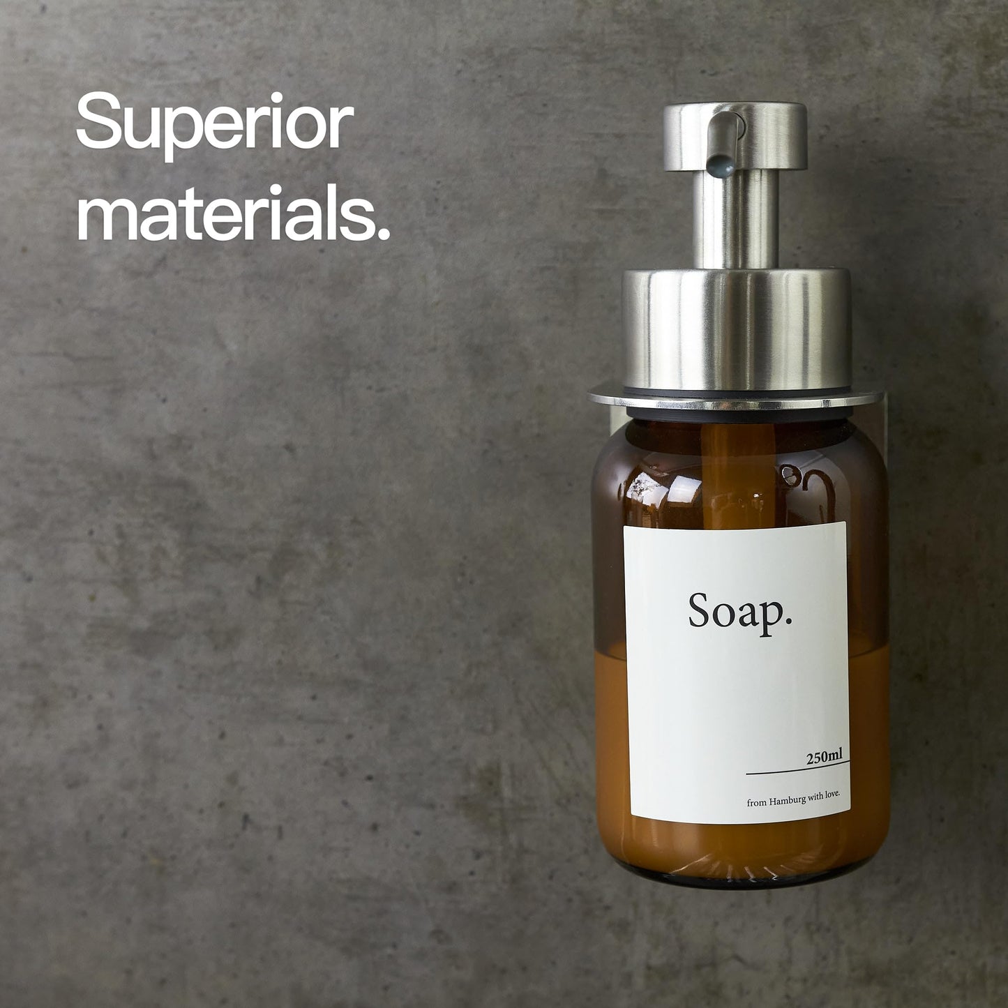 Designfactory Hamburg Glass Soap Dispenser | Wall mounted Soap Dispenser for Kitchen and Bathroom | Shampoo and Conditioner Dispenser