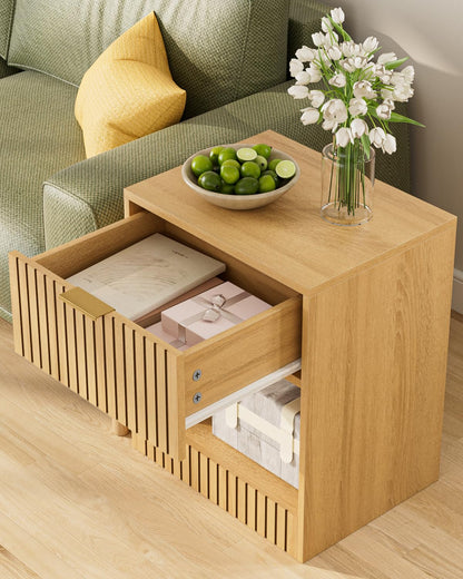 Apetaccat Bedside Table,50x38x60cm, Farmhouse Wooden Bedside Cabinet with Drawer,Kids Bedside Table Nightstand for Bedroom,Living Room,Office,Oak