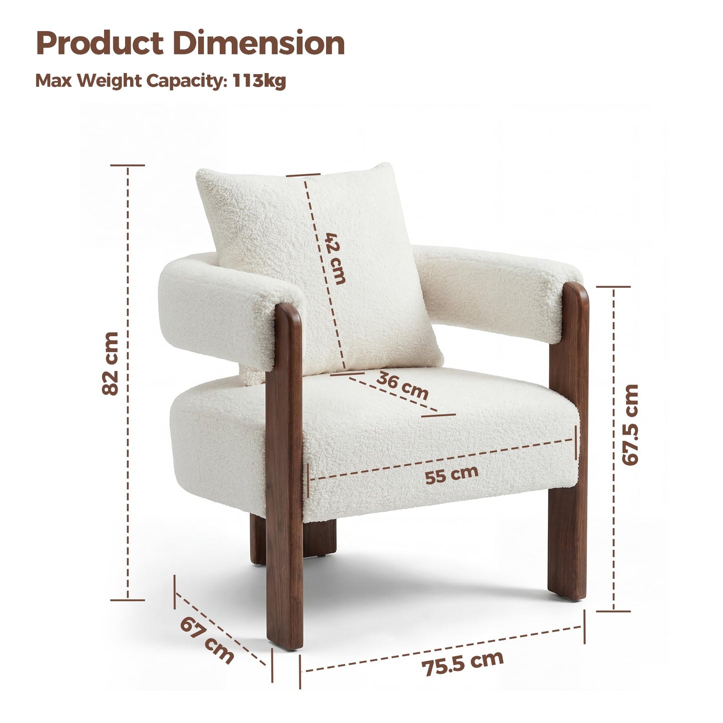 BonVache Modern Armchair Accent Chair for Living Room Bedroom Office