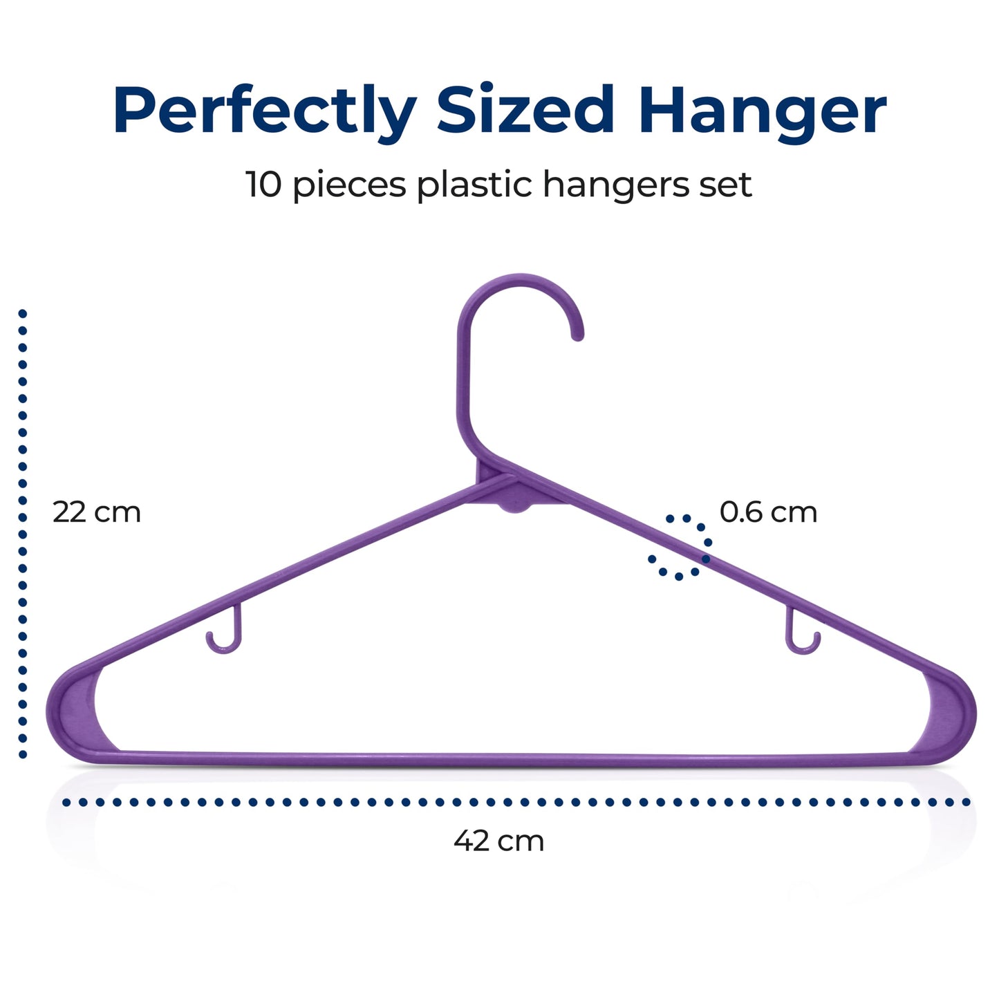 SereneLife Plastic Hangers 10 pcs, Non-Slip Heavy Duty Clothes Hanger Set, Smooth Finish to Protect Fabric, Lightweight