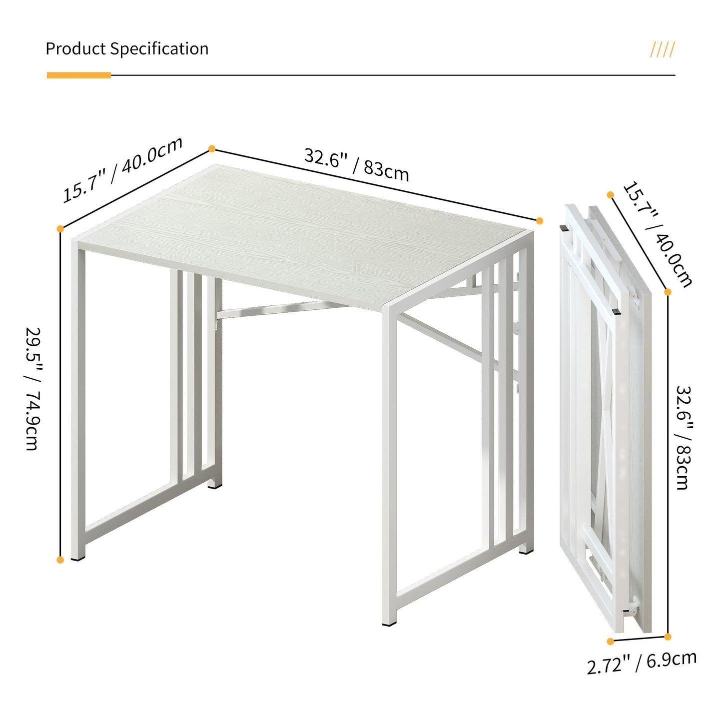 Lutown-Teen 47 inch Folding Desk, Natural and White