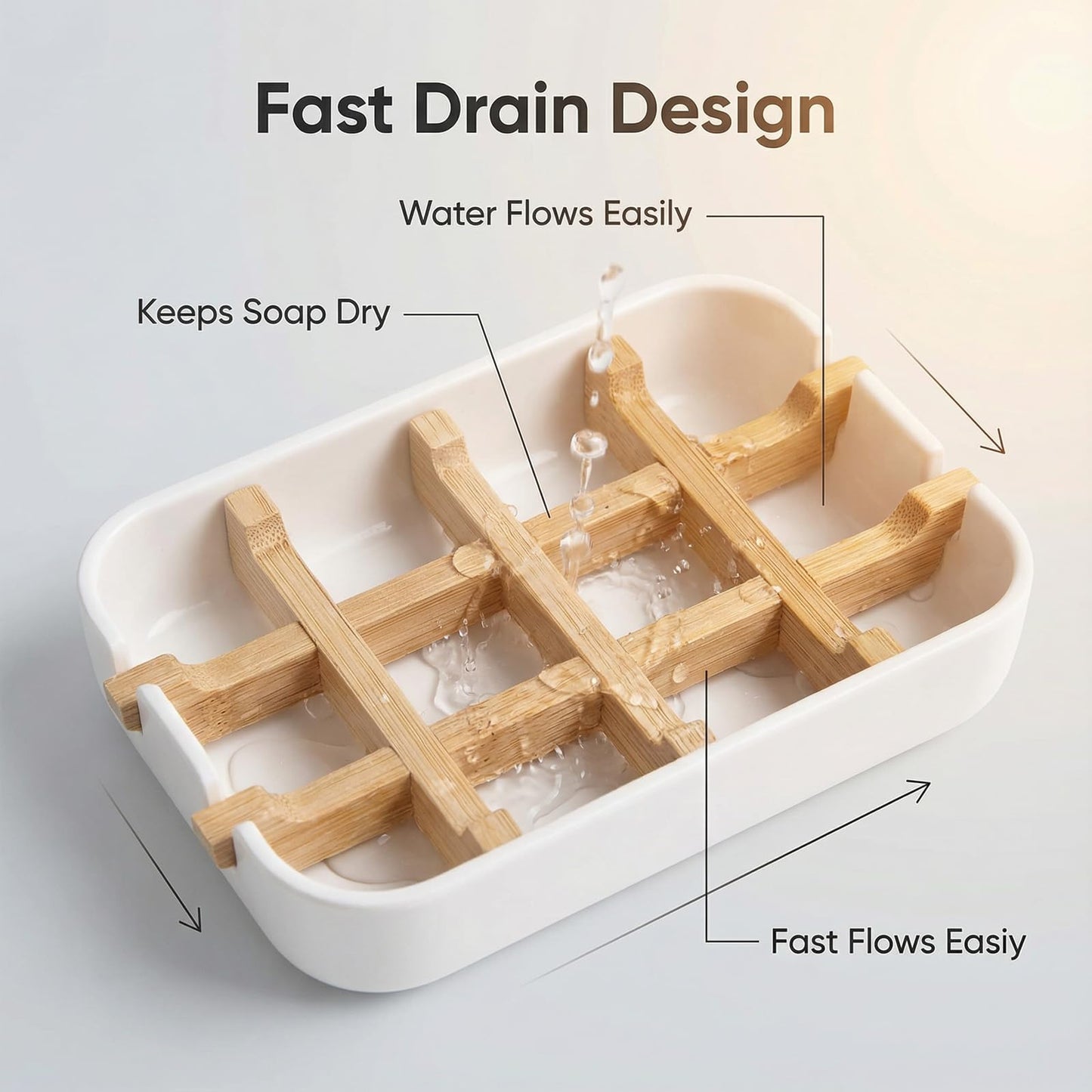 Ninebendstreams Bamboo Fiber Soap Holder and Soap Dish Combination