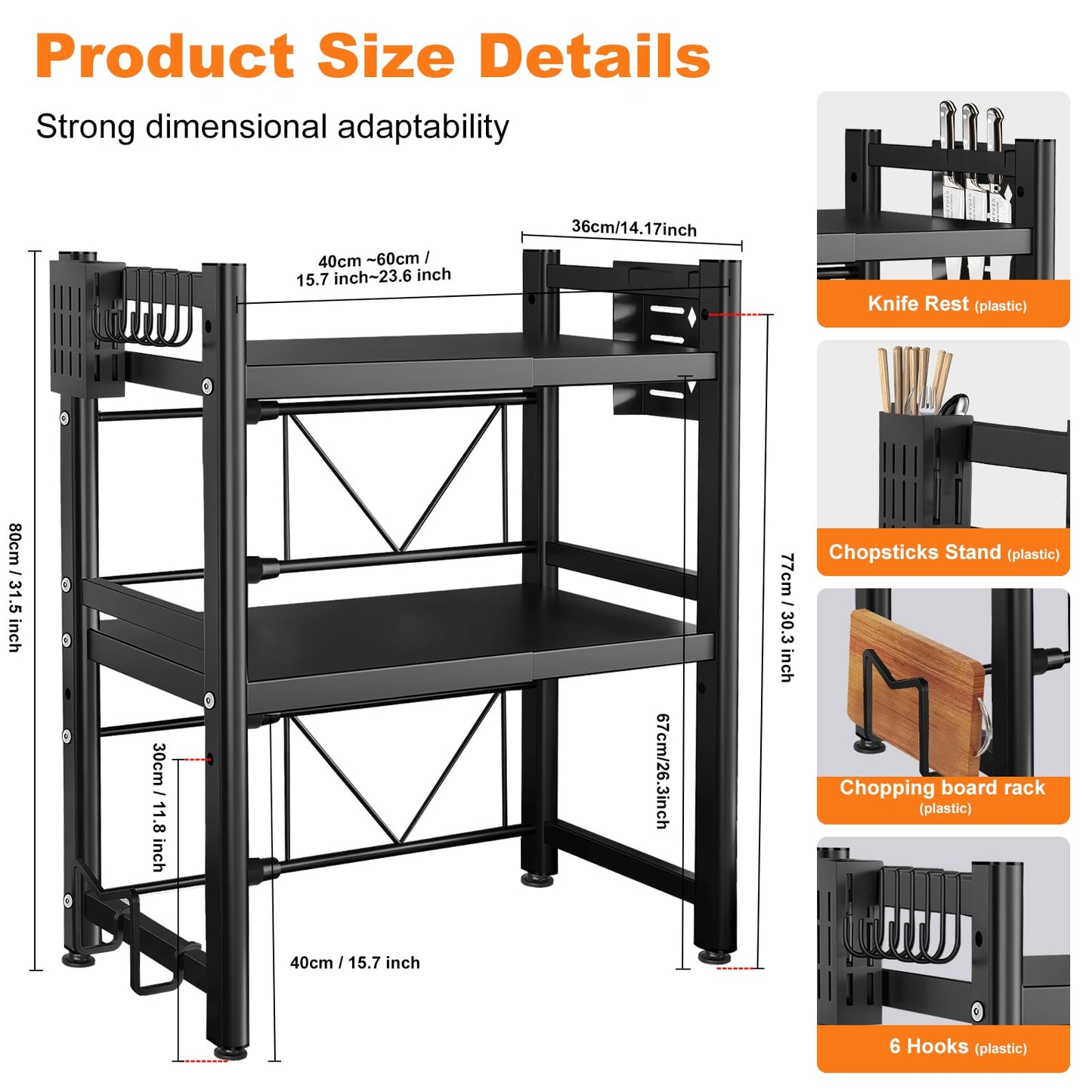 LUKVCIY Adjustable 3-Tier Microwave Oven Shelf Stand