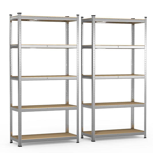 VOUNOT? 5-Tier Heavy Duty Shelving Units, Set of 2 Metal Storage Racking for Garage, Shed, Workshop & Warehouse, Freestanding Shelves, Load Capacity
