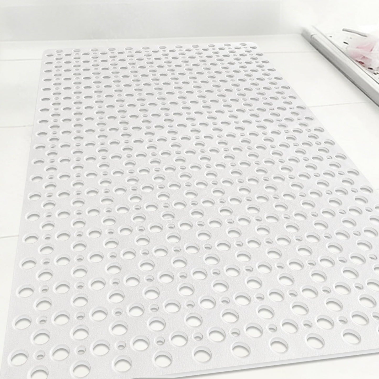 Mofonky Non Slip Shower Mat: 90 x 60 cm Large Shower Mats for Inside Shower - Soft TPE Anti Slip Anti Mould Long Shower Matt with Large Drain Holes