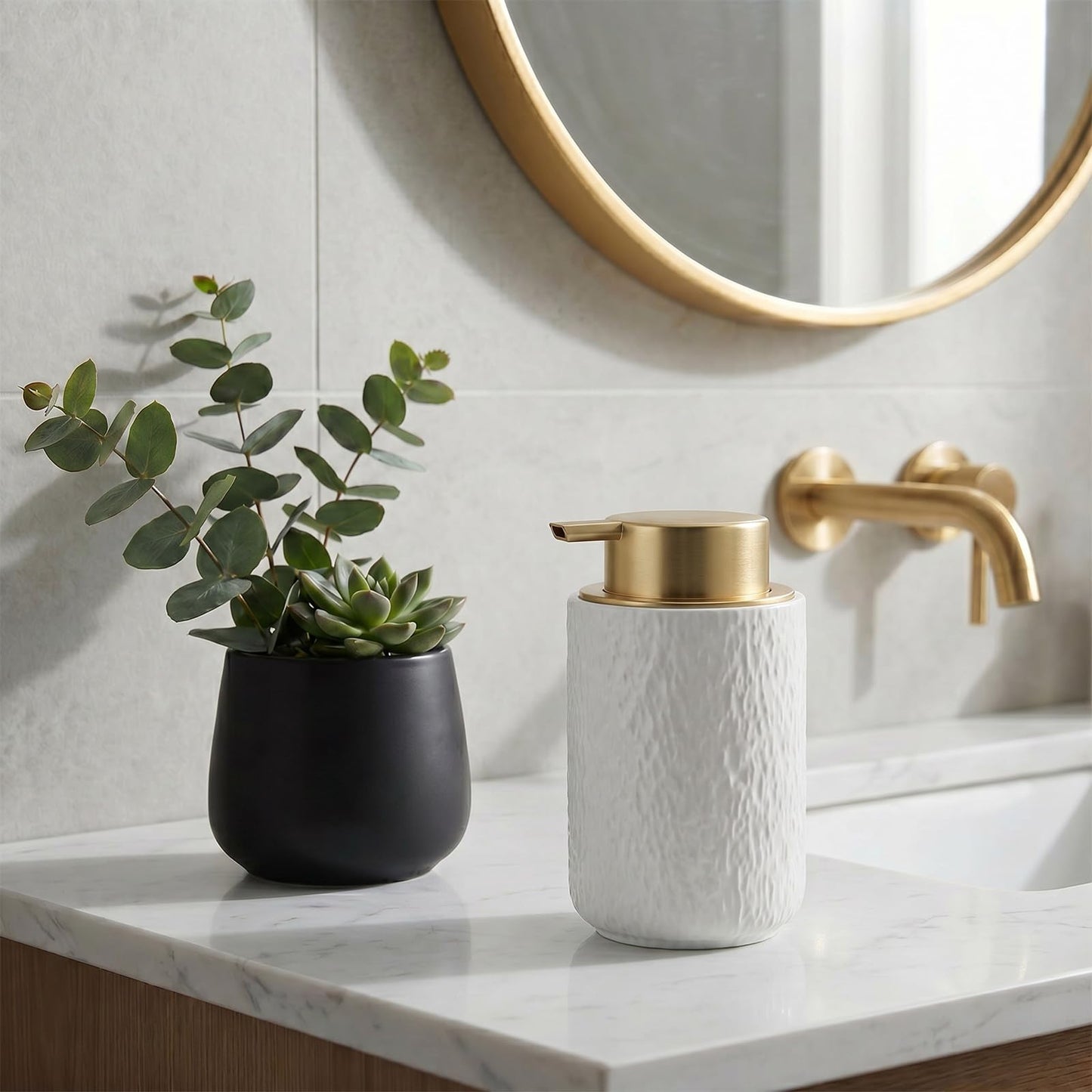 Foaming Soap Dispenser Ceramic - 400ml Foam Hand Soap Dispenser Liquid Dispenser Refillable Hand Lotion Pump Bottles Anti-slip Shampoo Conditioner