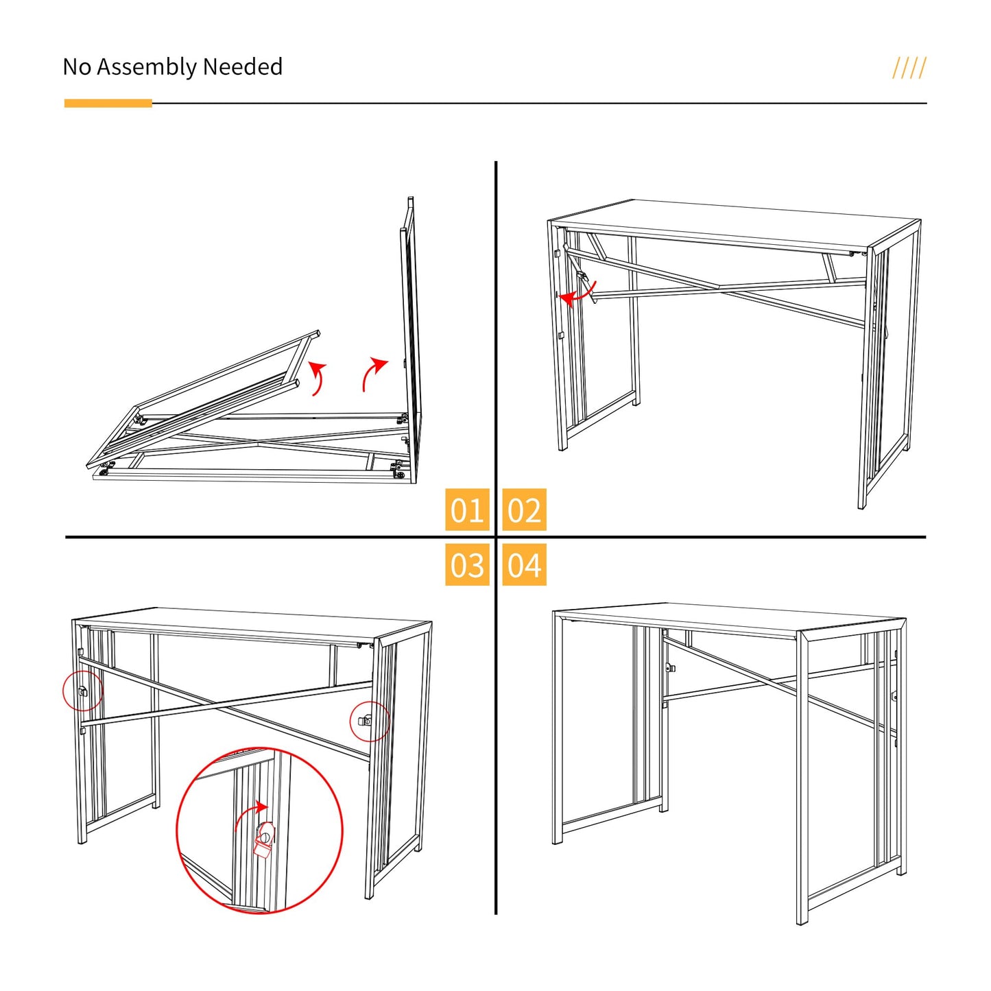 Lutown-Teen 47 inch Folding Desk No Assembly Required, Mahogany
