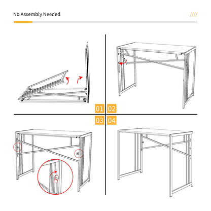Lutown-Teen 103 cm Folding Desk No Assembly Required, Black Oak