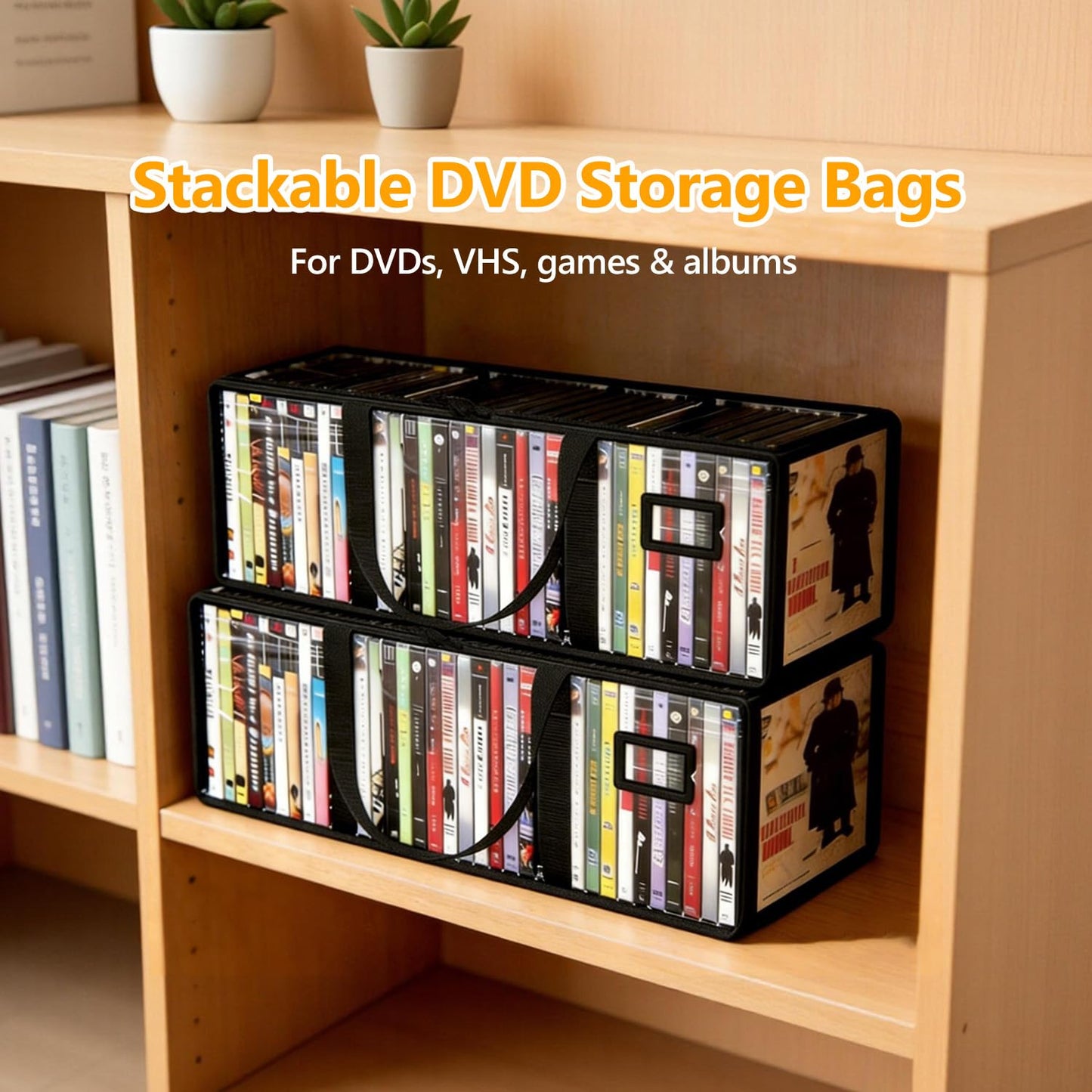 GNEGNI LIFE DVD Storage Bags, Clear PVC DVD Storage Boxes for 160 DVDs (40 Each), Portable CD Storage Boxes with Zipper & Handles