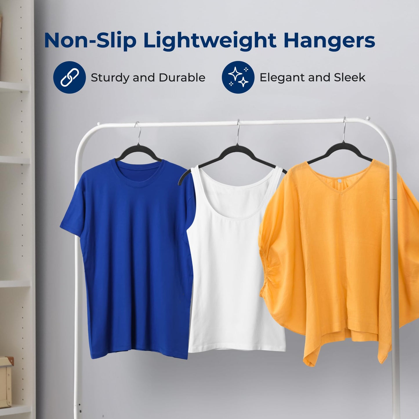 SereneLife Coat Hangers, Velvet Hangers for Clothes, 50 Pcs Non Slip Slim Space Saving Adult Hanger with 360° Swivel Hooks, For Tops, Jackets