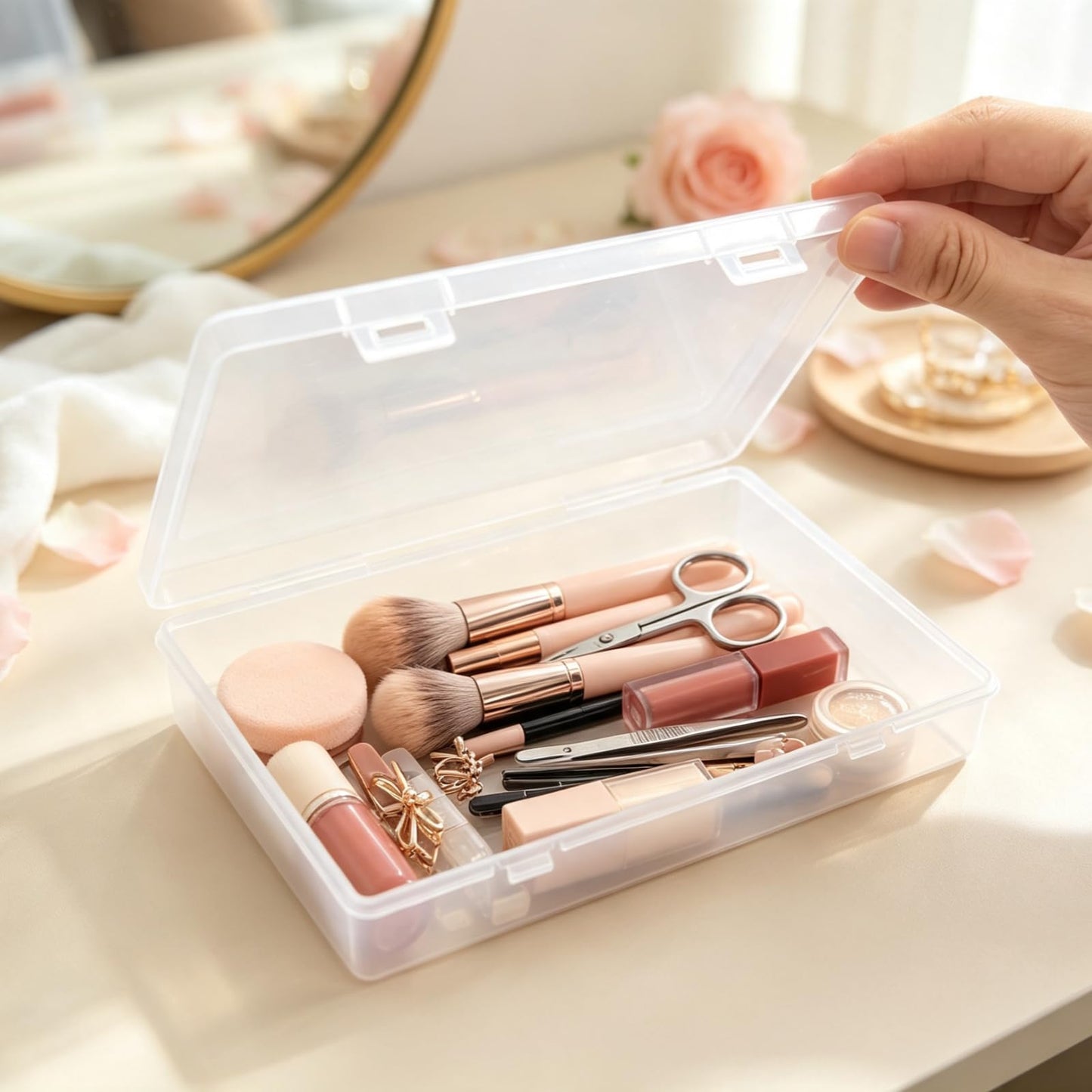 Goodma 6 Pieces Rectangular Empty Mini Clear Plastic Organizer Box