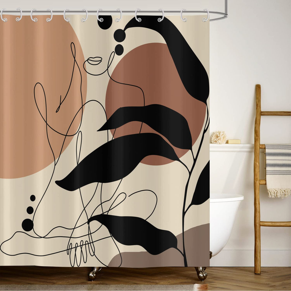 ASDCXZ Boho Style Shower Curtain 180x200 cm, Modern Abstract Art Boho Girl Body Line Bath Washable Shower Curtains Polyester Textile Waterproof