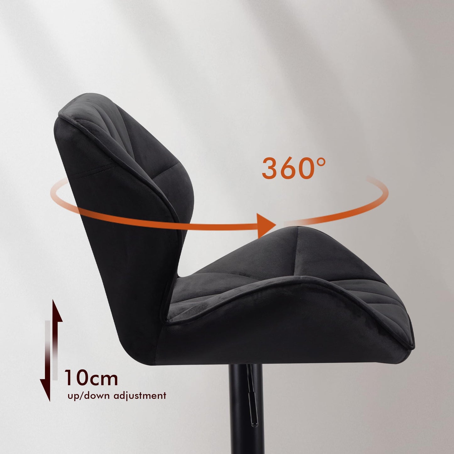WangPangzi Set of 2 Velvet Bar Stools, Adjustable High Barstool with Footrest, Counter Chairs for Kitchen Islands/Home Bar